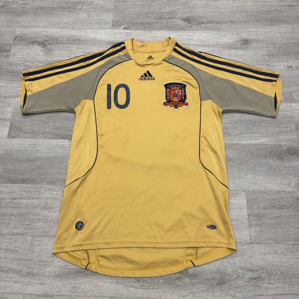 Adidas Spain 2008 Away Jersey Fabregas 10 Gold Euro Soccer Men Medium